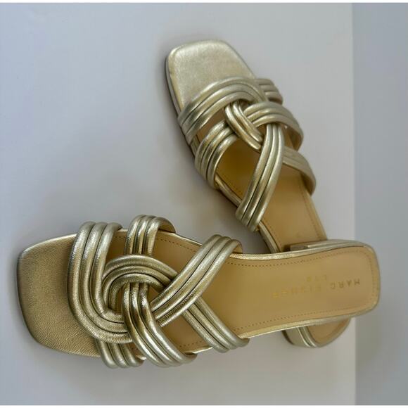 Marc Fisher LTD Women's Casara Slip-On Square Toe Dress Sandals Gold Size 6.5M - Picture 6 of 6